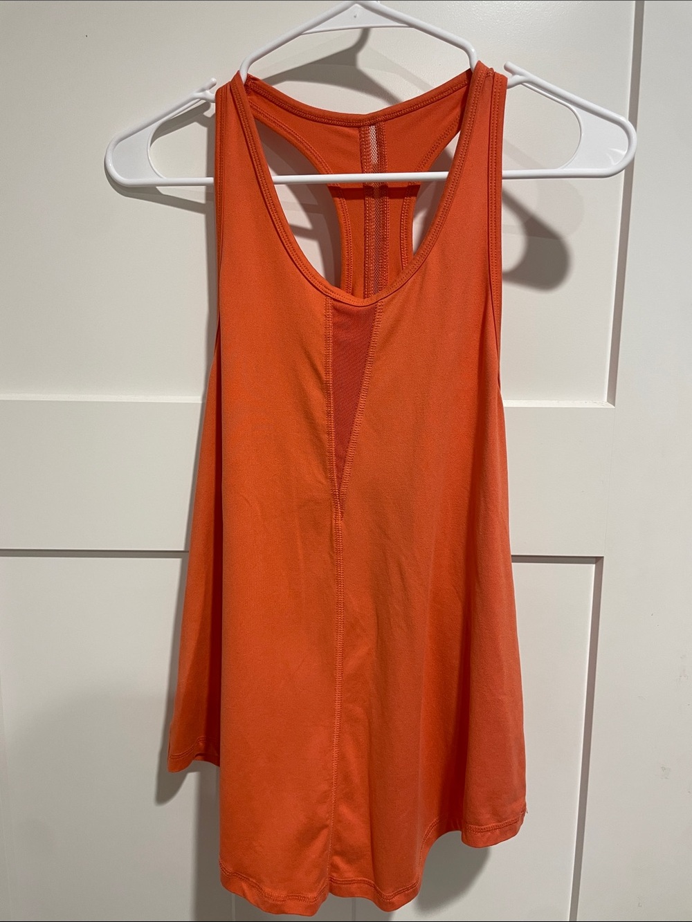 Bright Orange Racerback Tank Top with Mesh Inset